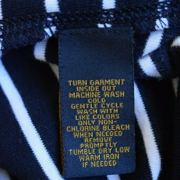 LAUREN JEANS CO. NAVY BLUE STRIPED V-NECK LONG SLEEVE TOP - Picture 7 of 7